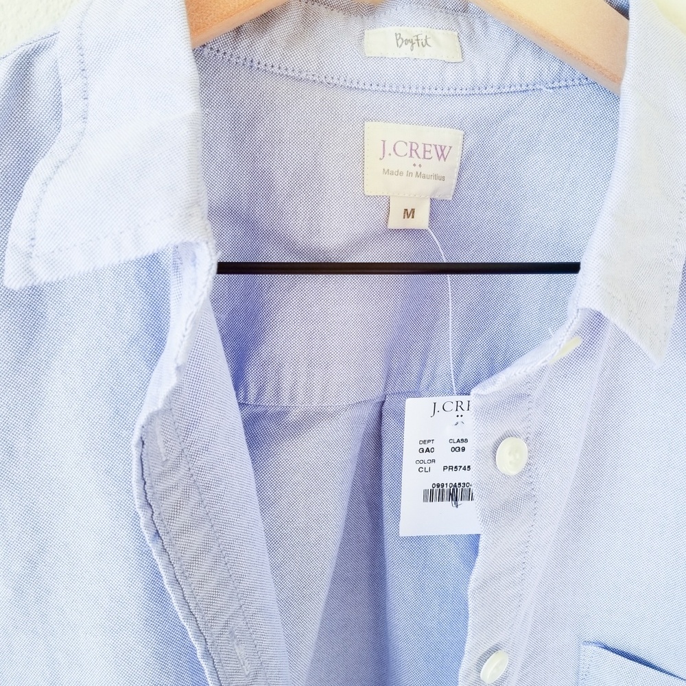 NWT J. Crew Boy Fit Blue Collared Button Up Shirt